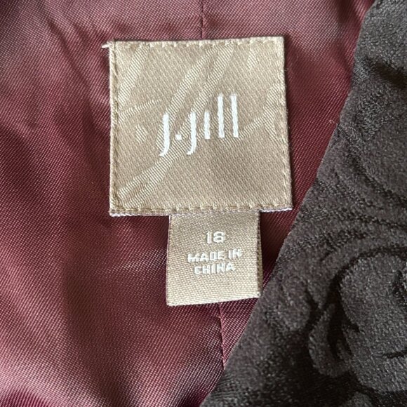J.JILL Damask Brocade Button Front Jacket in Black SZ 18 - Picture 8 of 11